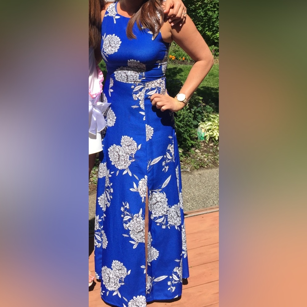Vince Camuto Blue White Floral Maxi Sundress